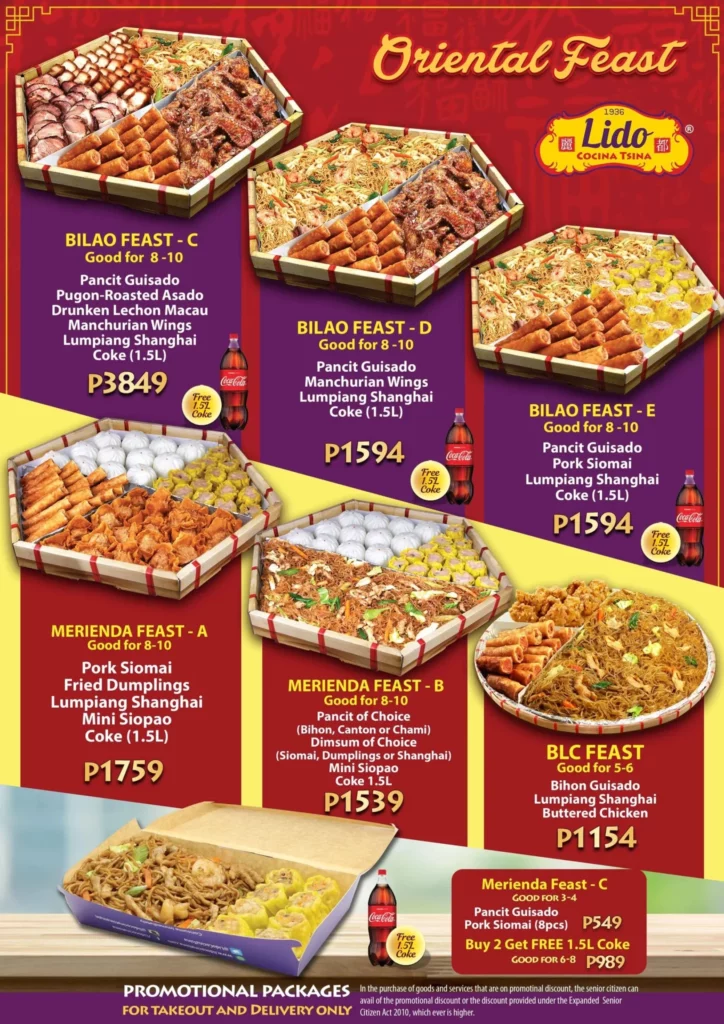 Lido oriental Feasts Prices 