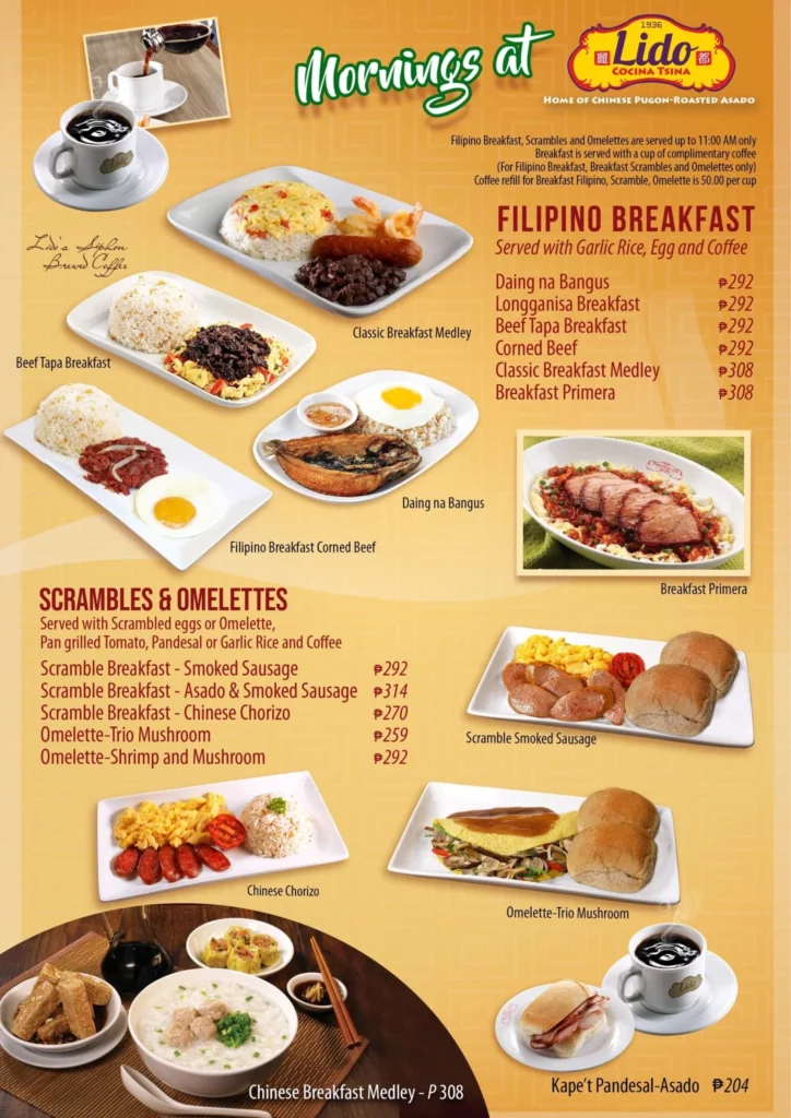 Lido Cocina Breakfast menu