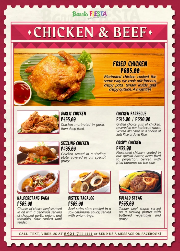 barrio fiesta chicken and beef menu