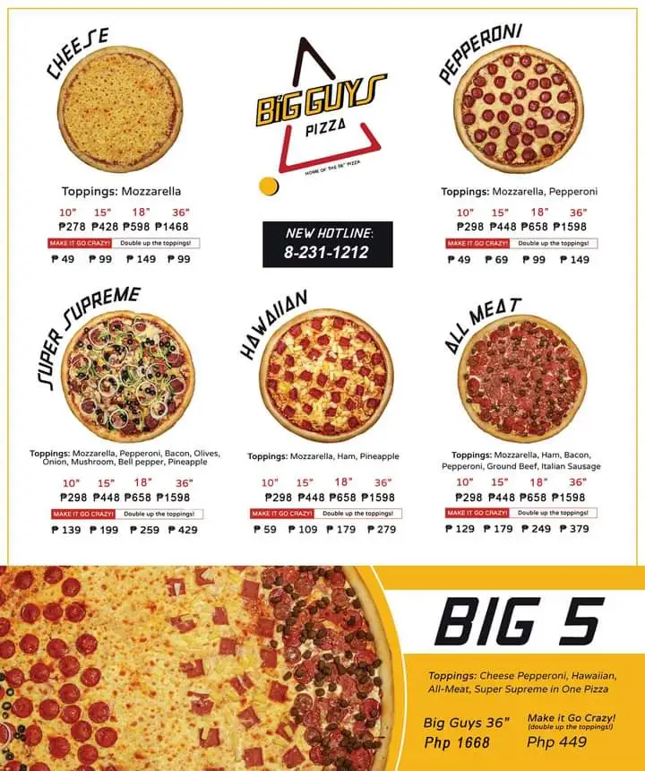 Big Guys Menu