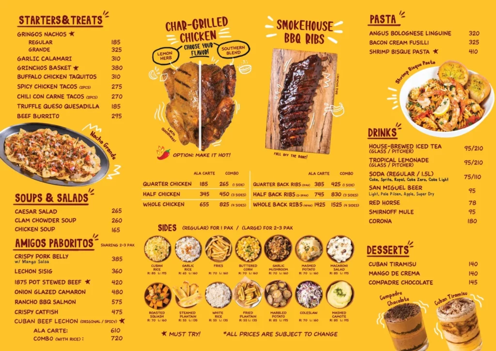 Gringo Menu Philippines