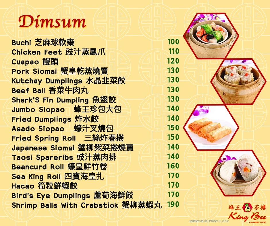 dimsum menu king bee