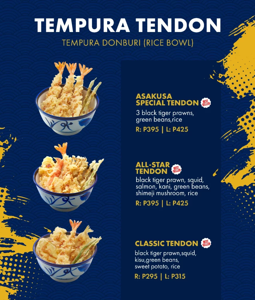 tenya menu tempura tendon