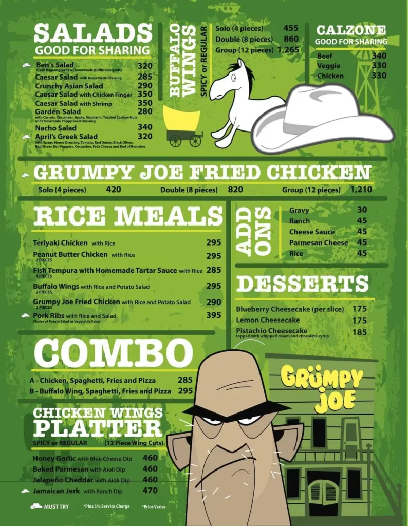 Grumpy Joe Ph Menu