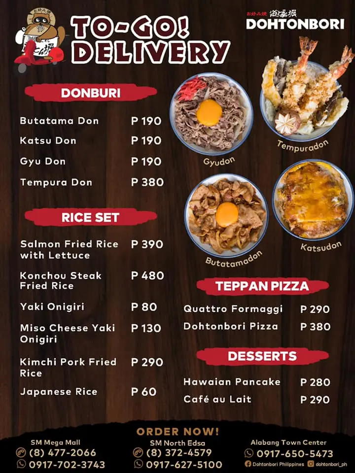 dohtonbori delivery menu