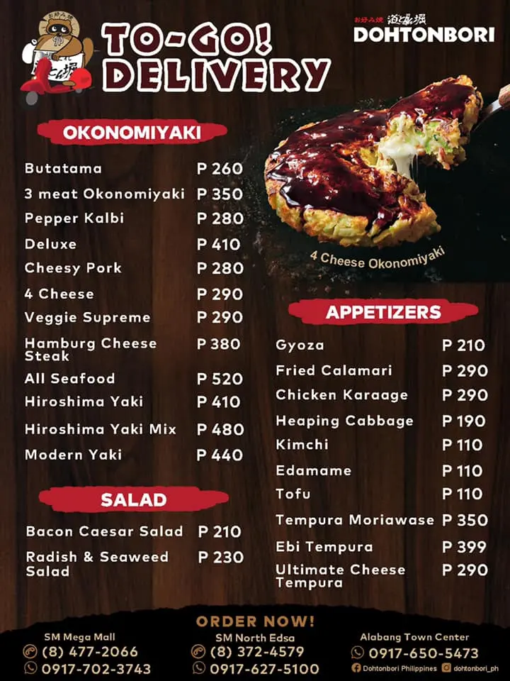 menu dohtonbori 