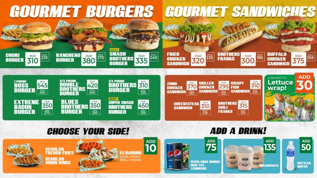 Brother burger menu