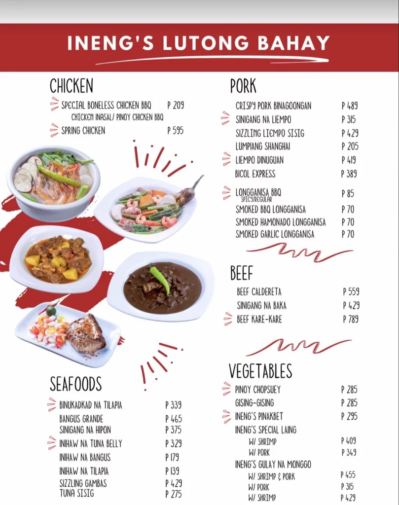 ineng's lutong bahay menu