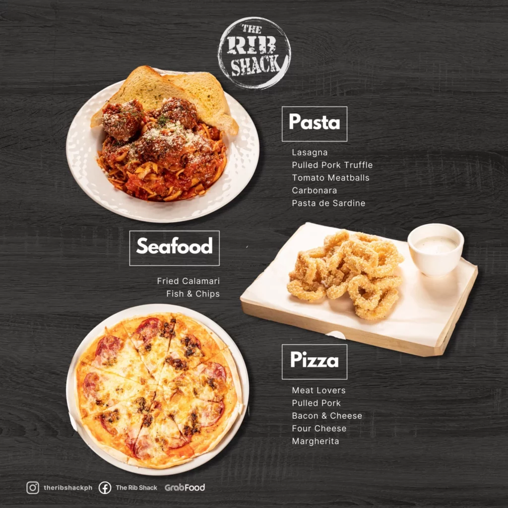 rib shack pasta and pizza menu