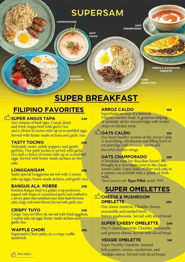 Supersam breakfast menu