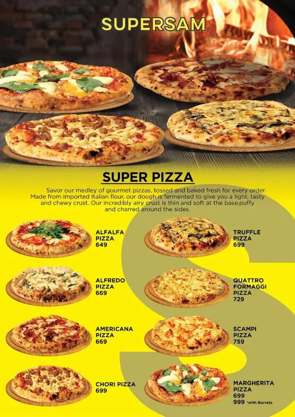 Supersam menu pizza