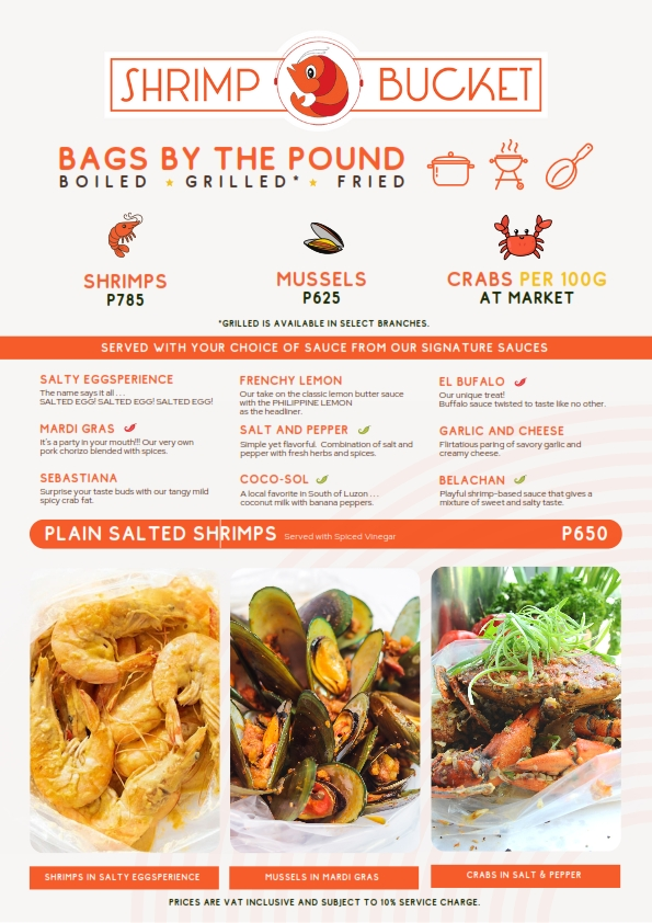 Shrimp Bucket Ph Menu