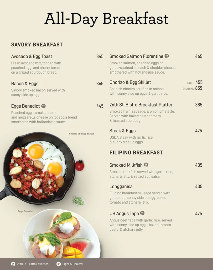 coffee bean breakfast menu