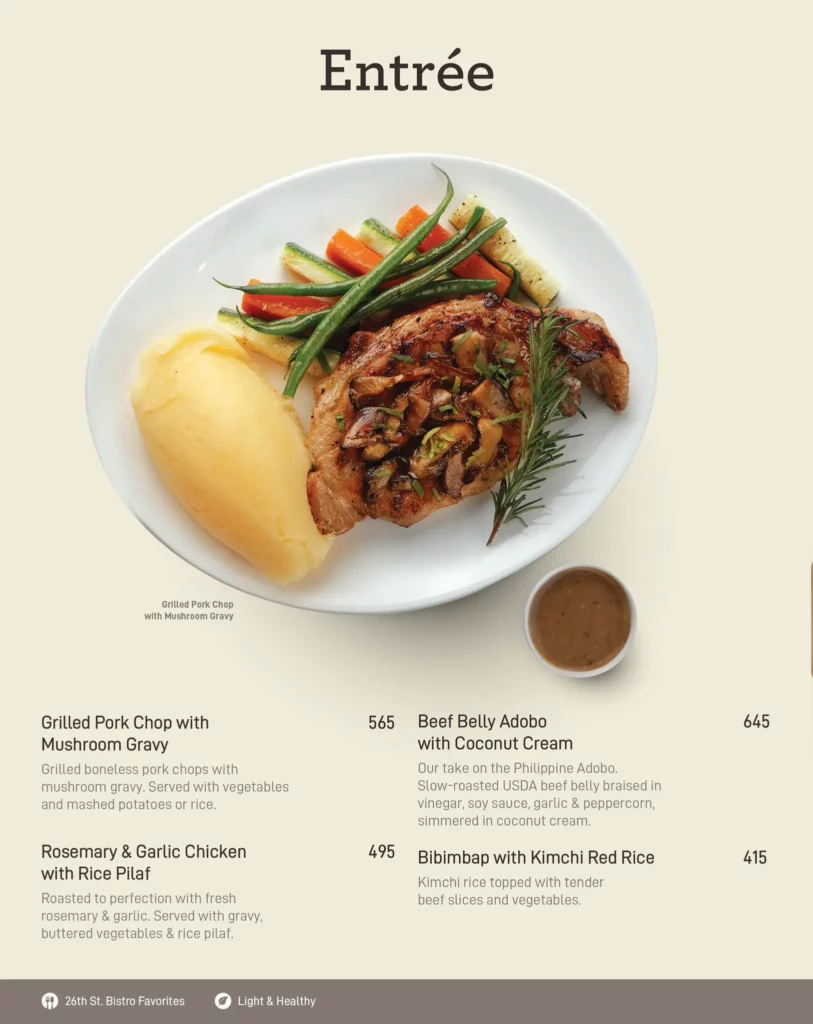 coffee bean entree menu