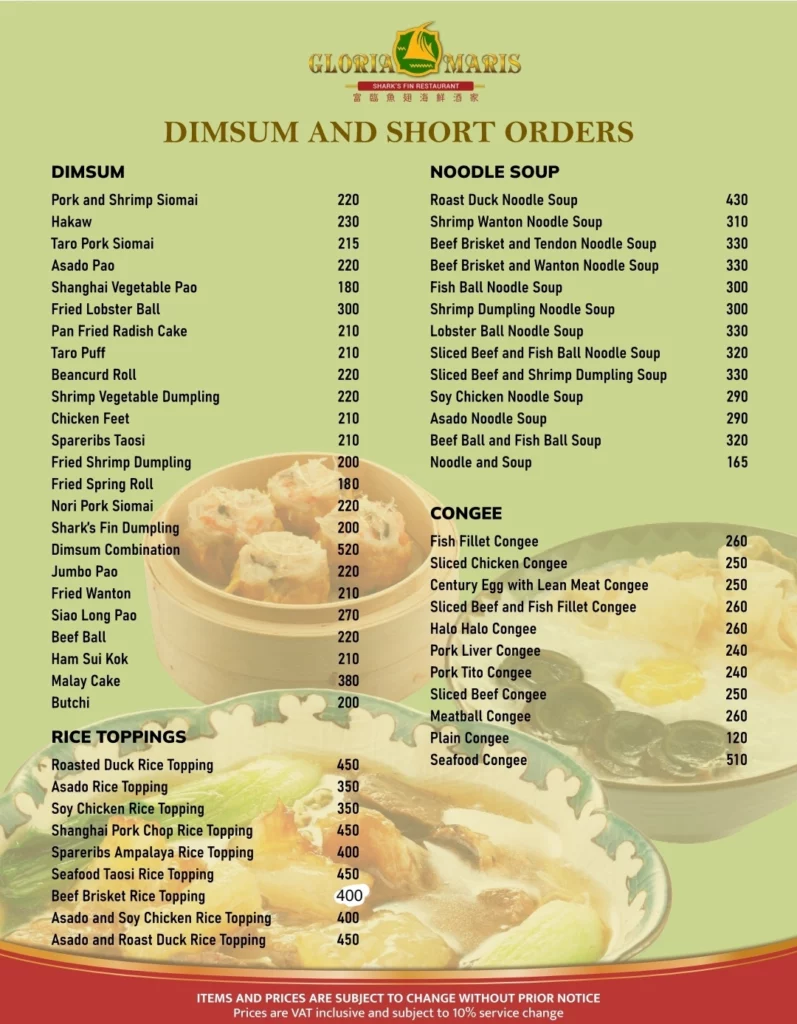 gloria marish dimsum and short orders