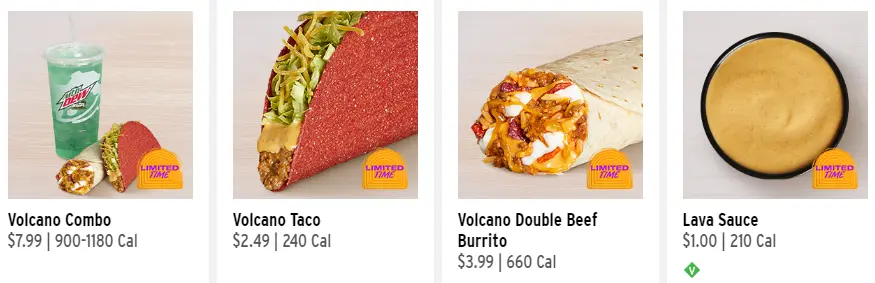 Taco Bell Volcano Menu