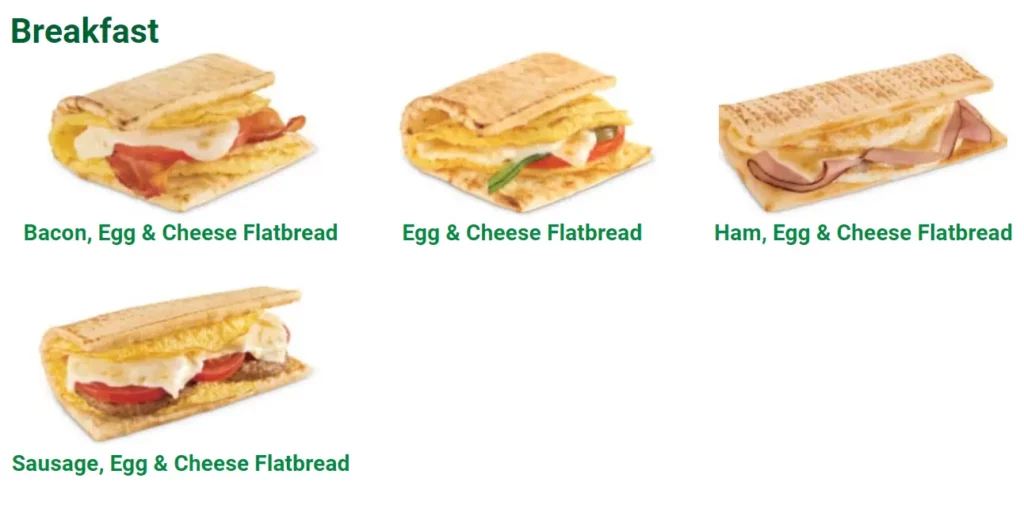 subway breakfast prices