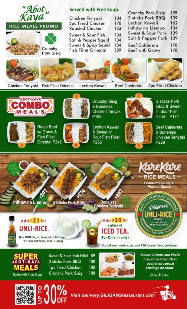 giligan's combo meals