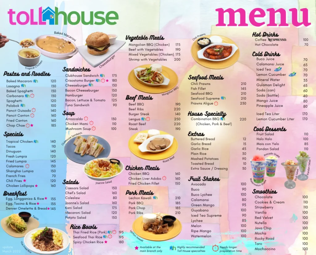 Toll House Menu