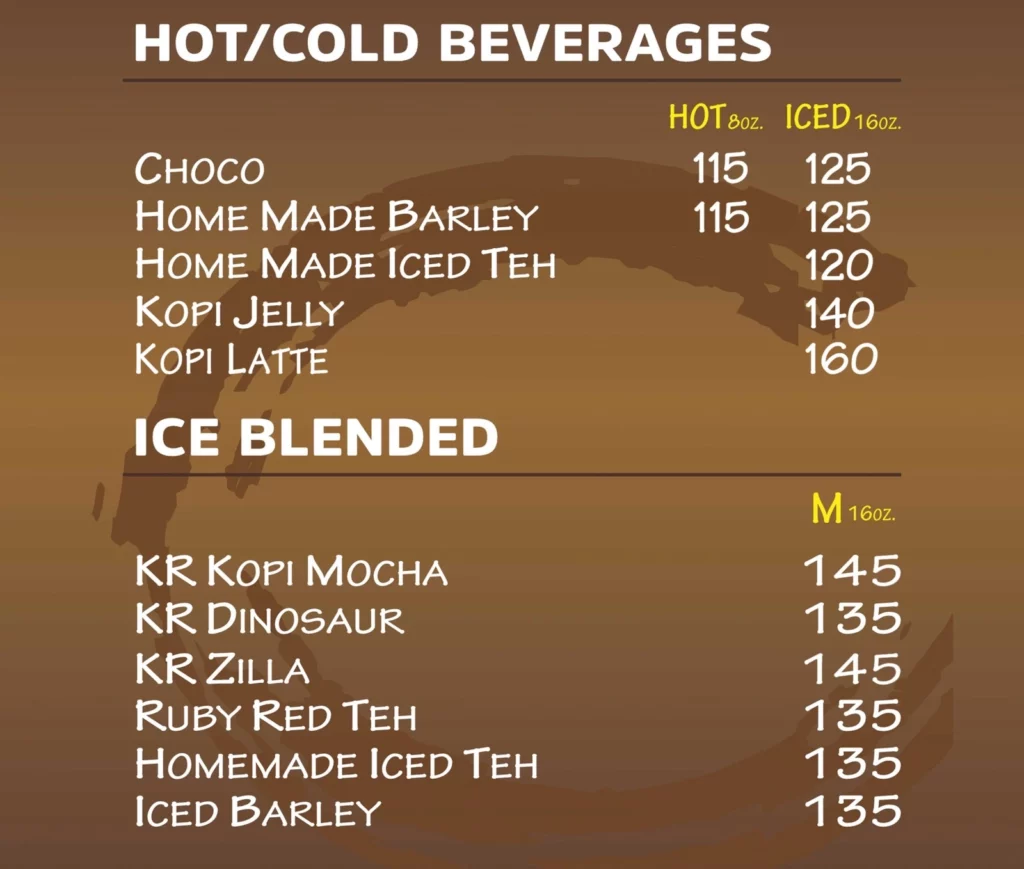 Kopi Roti Beverages