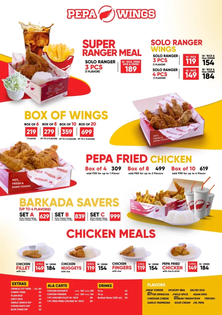 Pepa Wings Menu