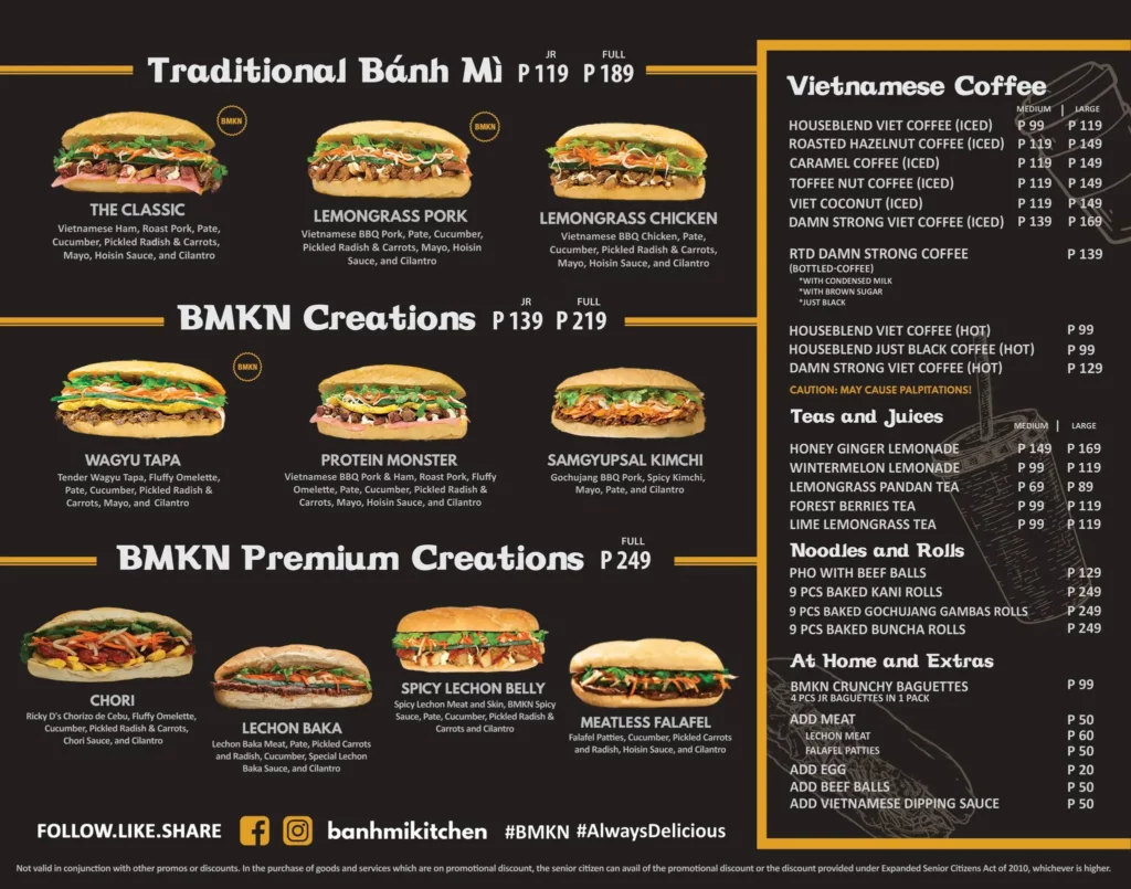 Banh Mi Philippines Menu Prices Updated 2025