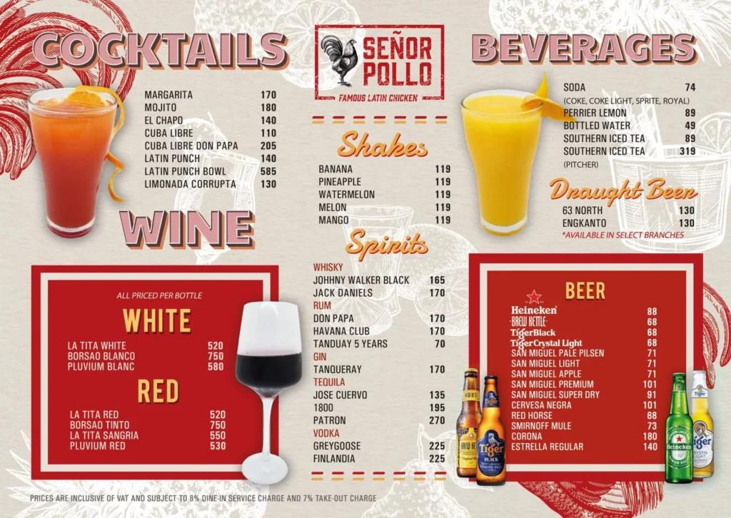 senor pollo drinks menu