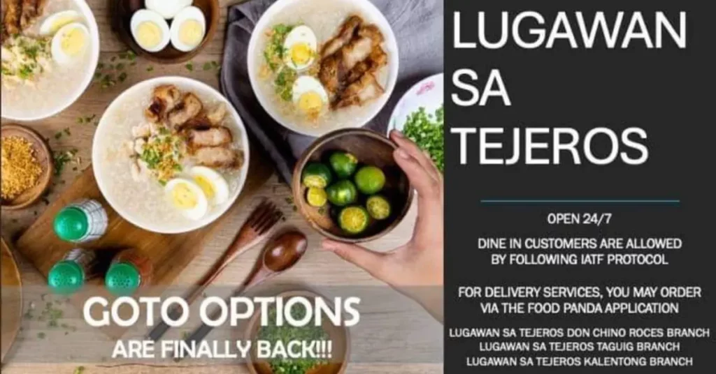 Lugawan Sa Tejeros Menu