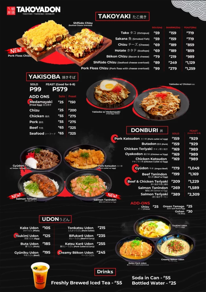 Takoyadon Menu