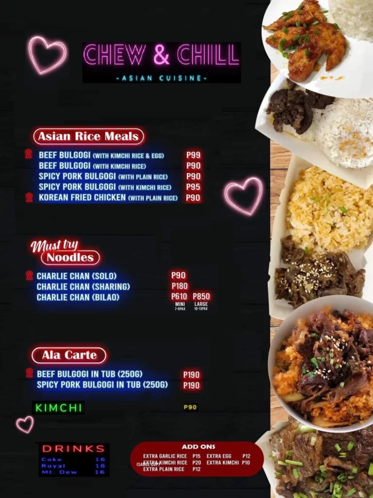 Chew & Chill Menu