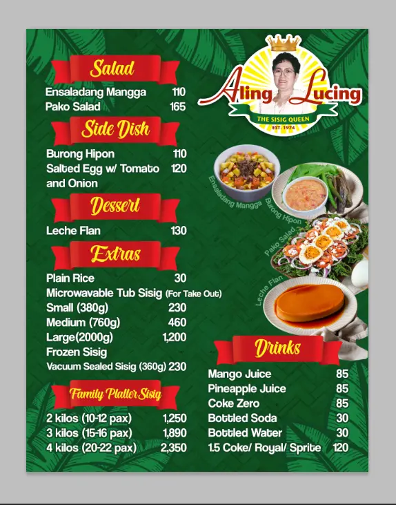 Menu Aling Lucing