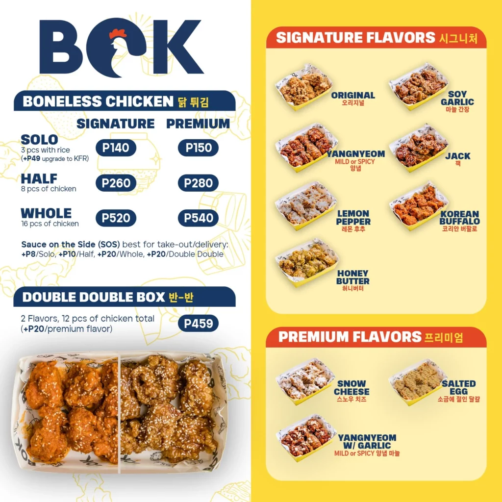 bok fried chicken menu