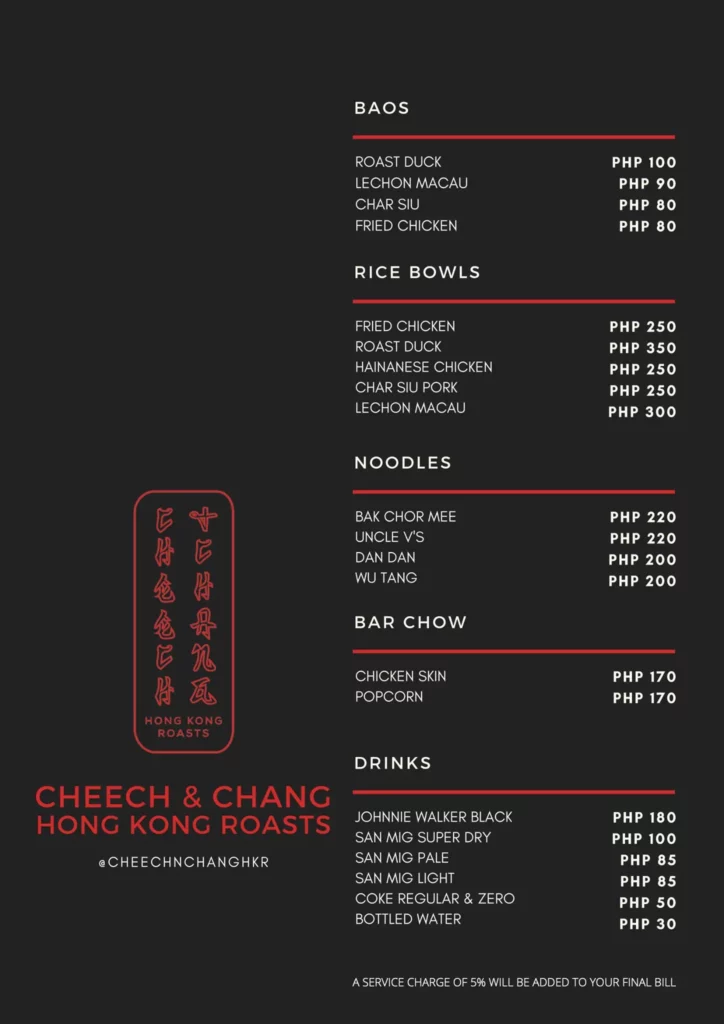 cheech and chang menu