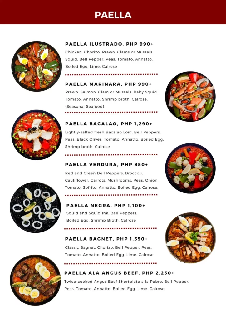 ilustrdo paella menu