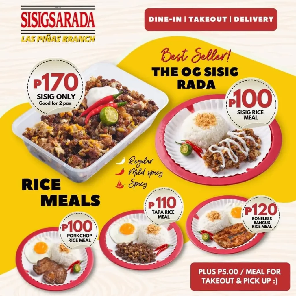 sisigsarada menu