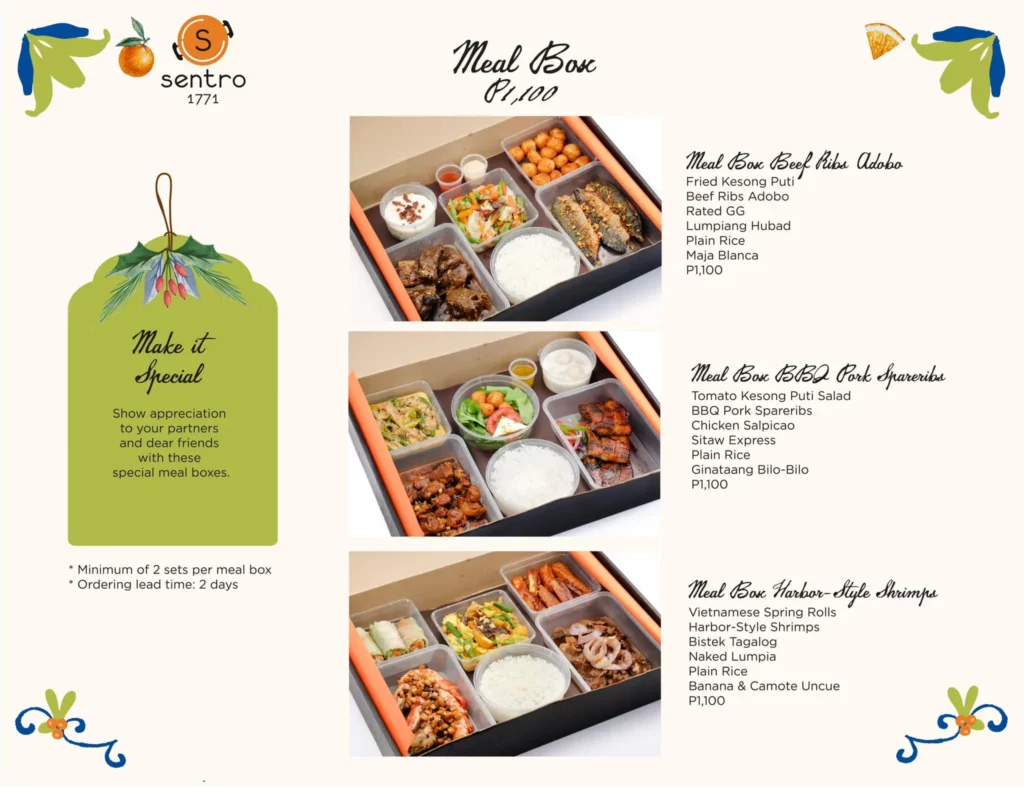 sentro ph meal box menu