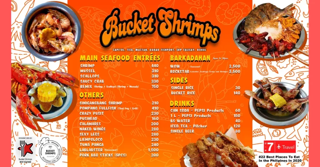 i love bucket shrimps menu