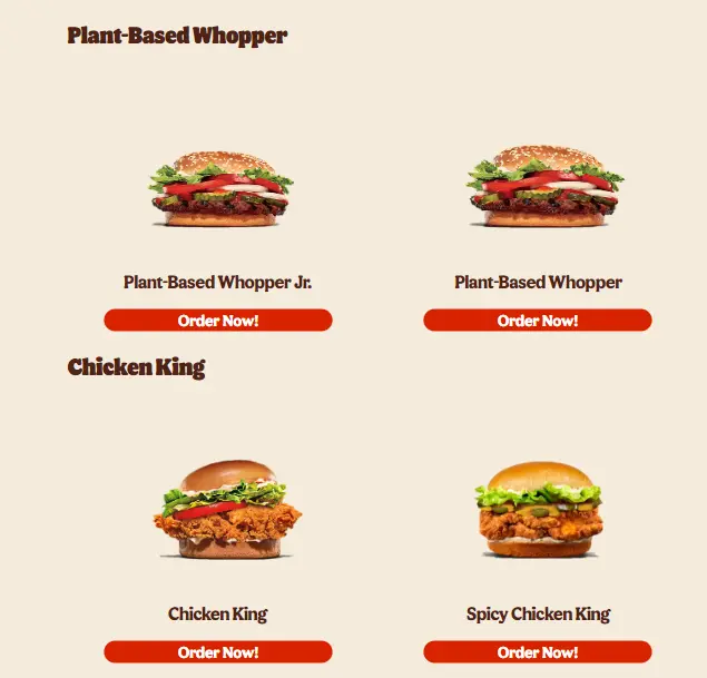 BK Plant Based Whopper Menu