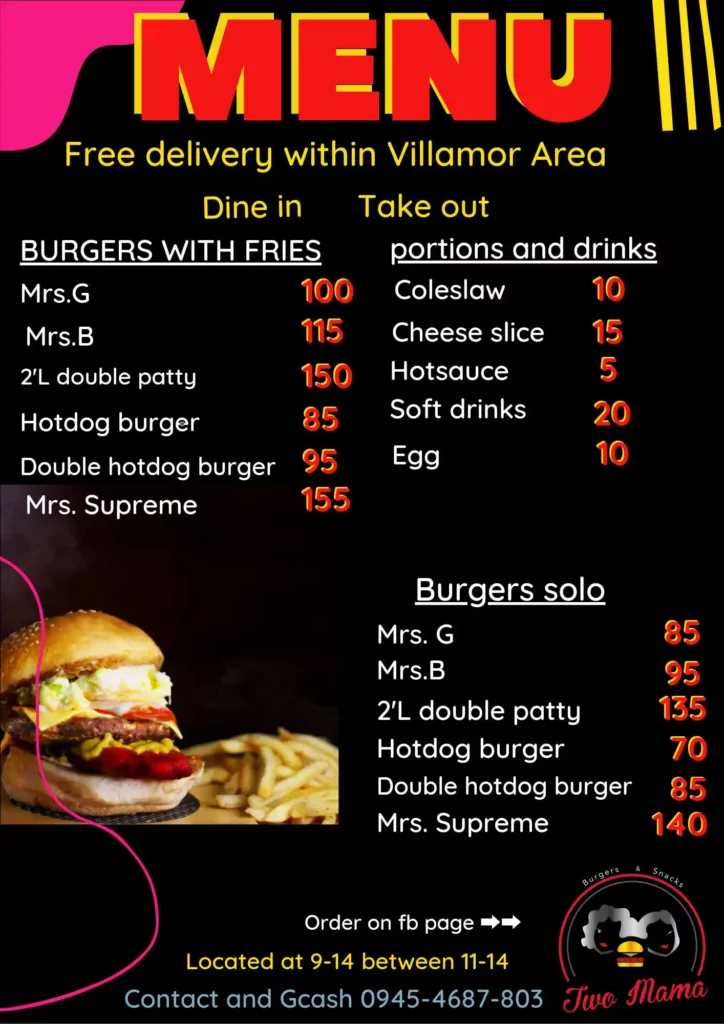 9th block burger ph menu