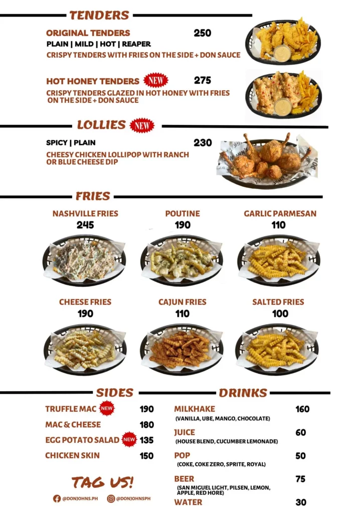 Don John's Menu 