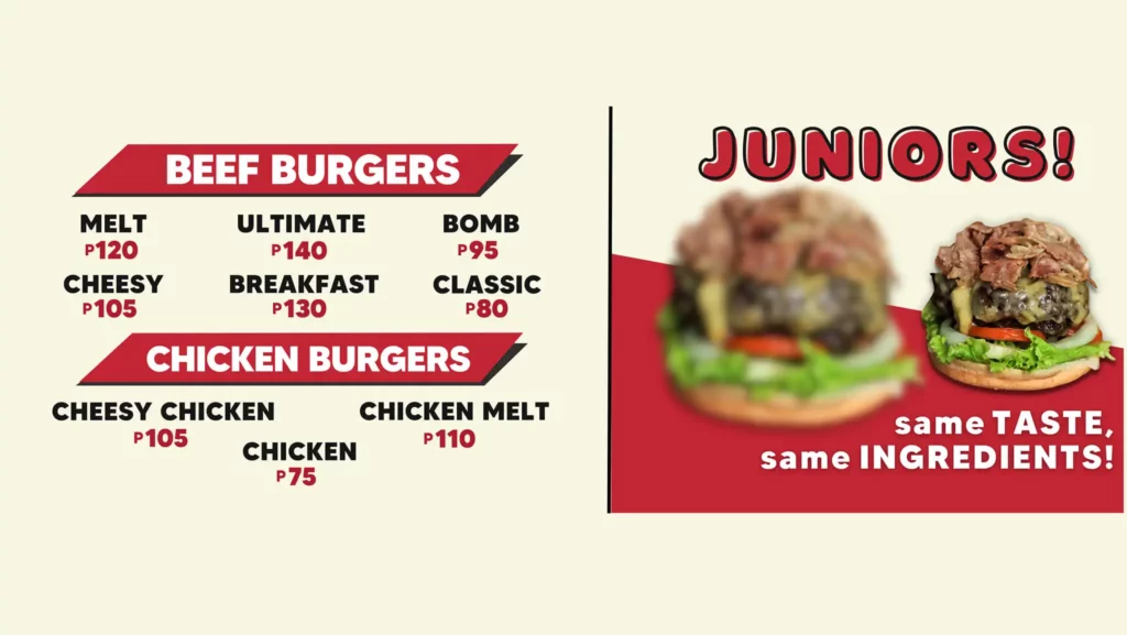 The Weekend Burger Ph Menu