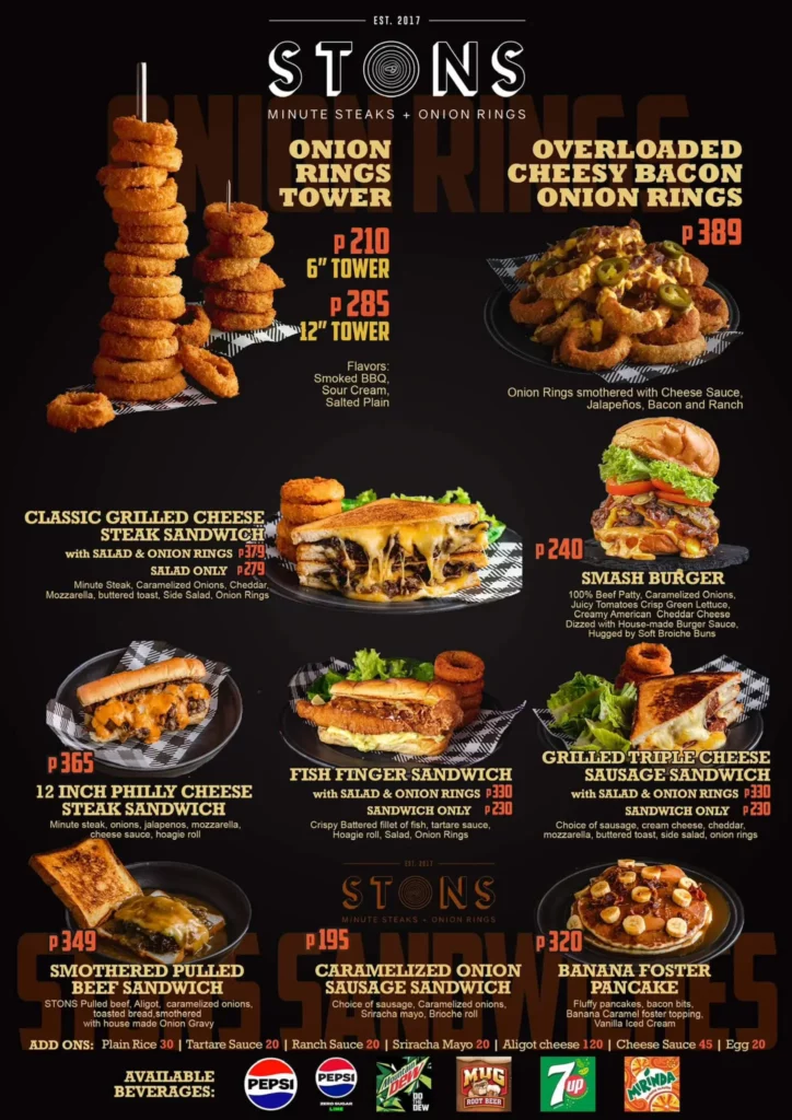 stons ph menu