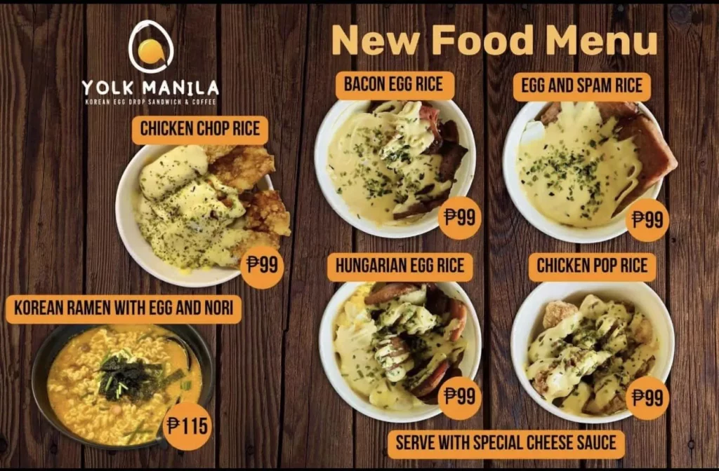 Yolk Manila Menu